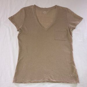 J Crew 100% Linen Gold T-Shirt